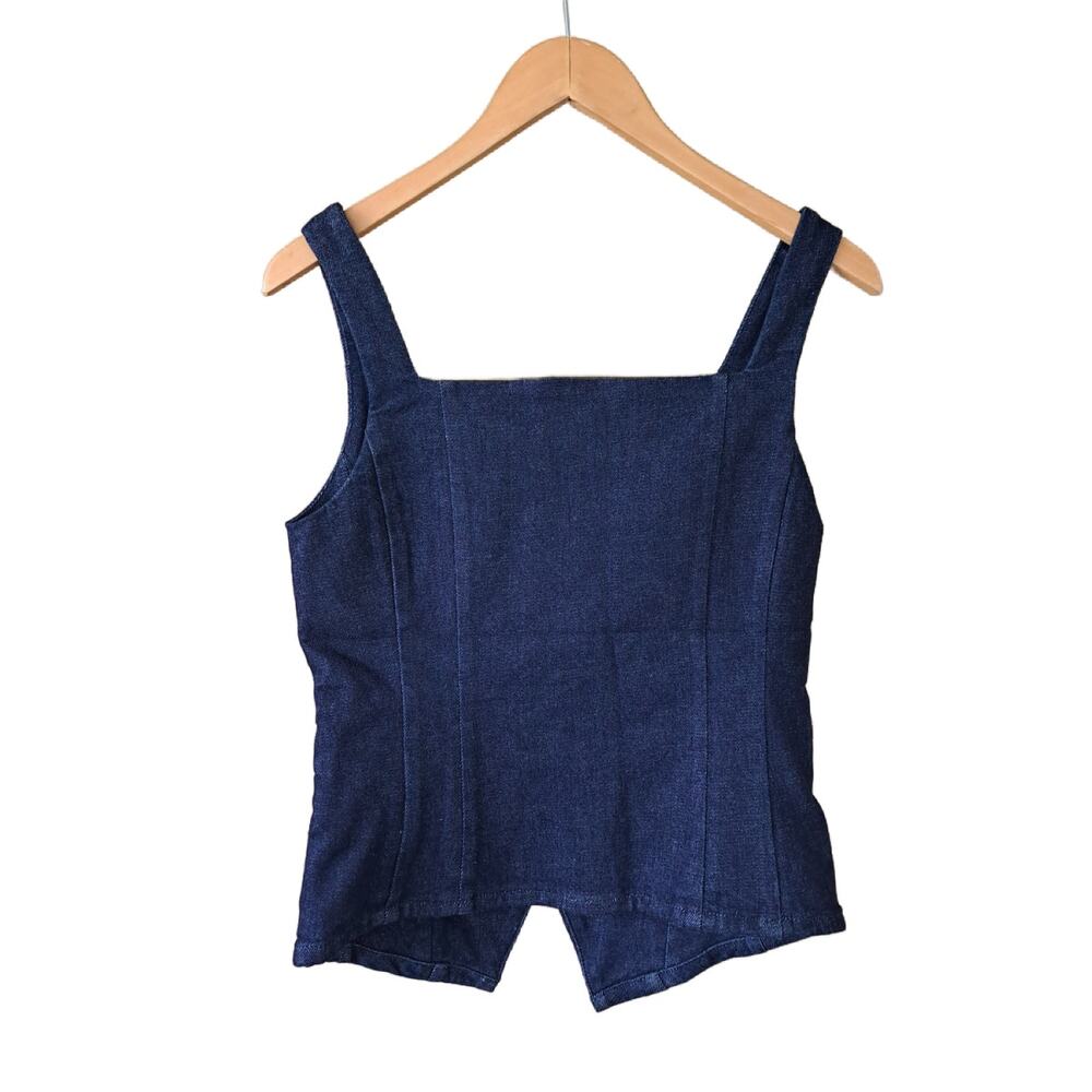 SPANX Dark Indigo Denim Square Neck Tank Top - Picture 9 of 10
